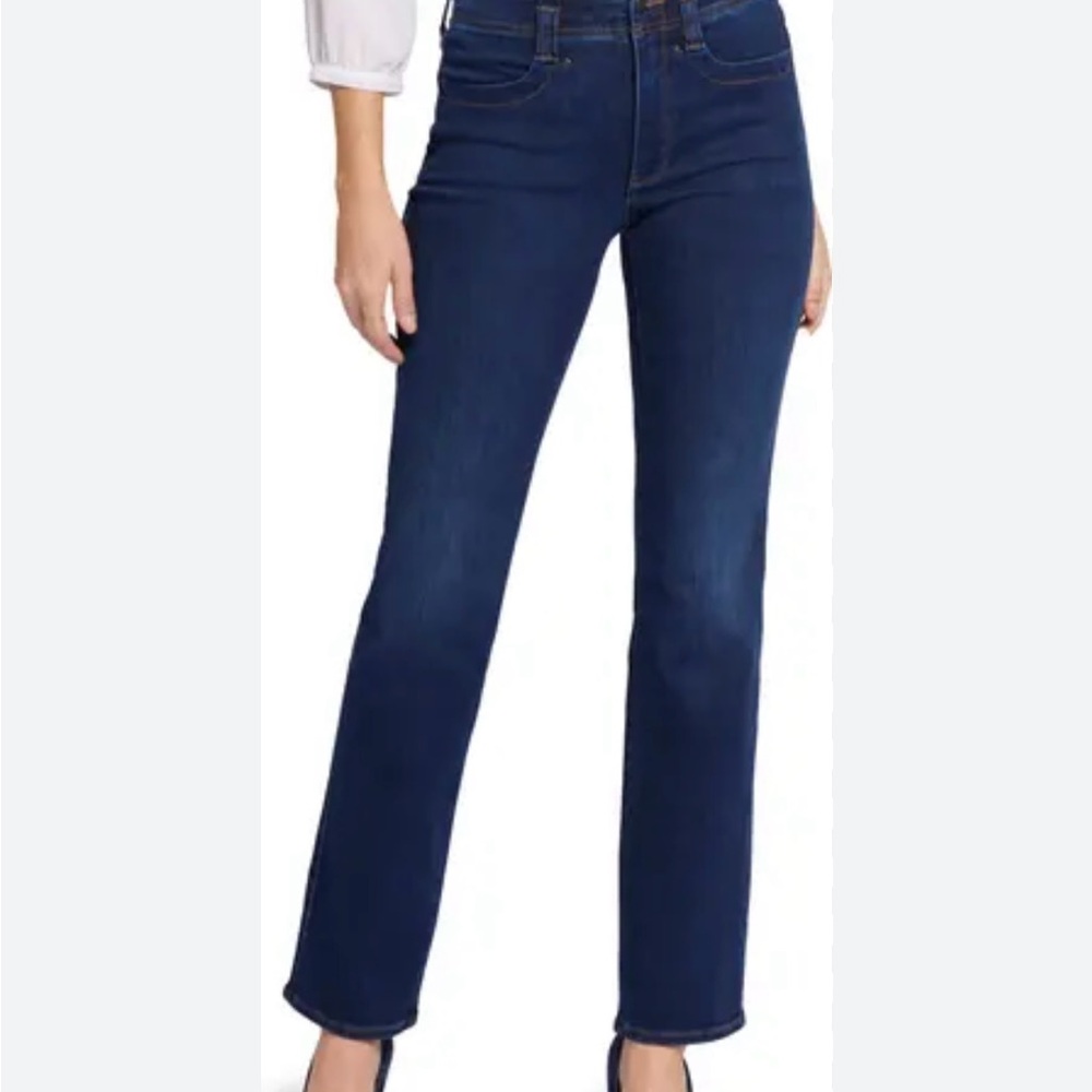 NYDJ Tuxedo Blue and Black Straight Leg Jeans, Size 4